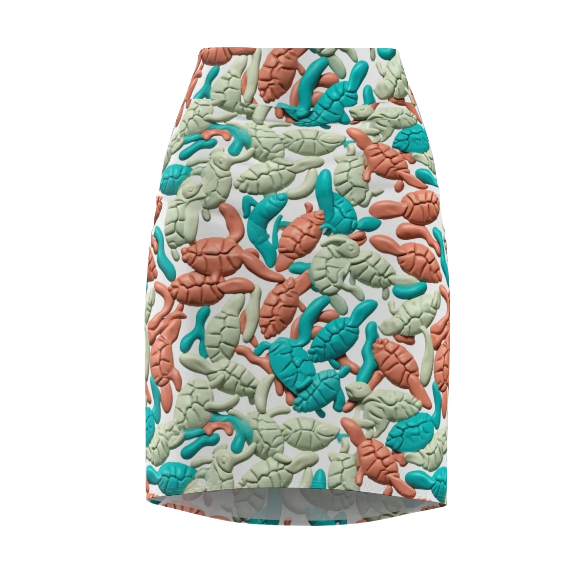 Coral Crustacean on Pencil Skirt — Front