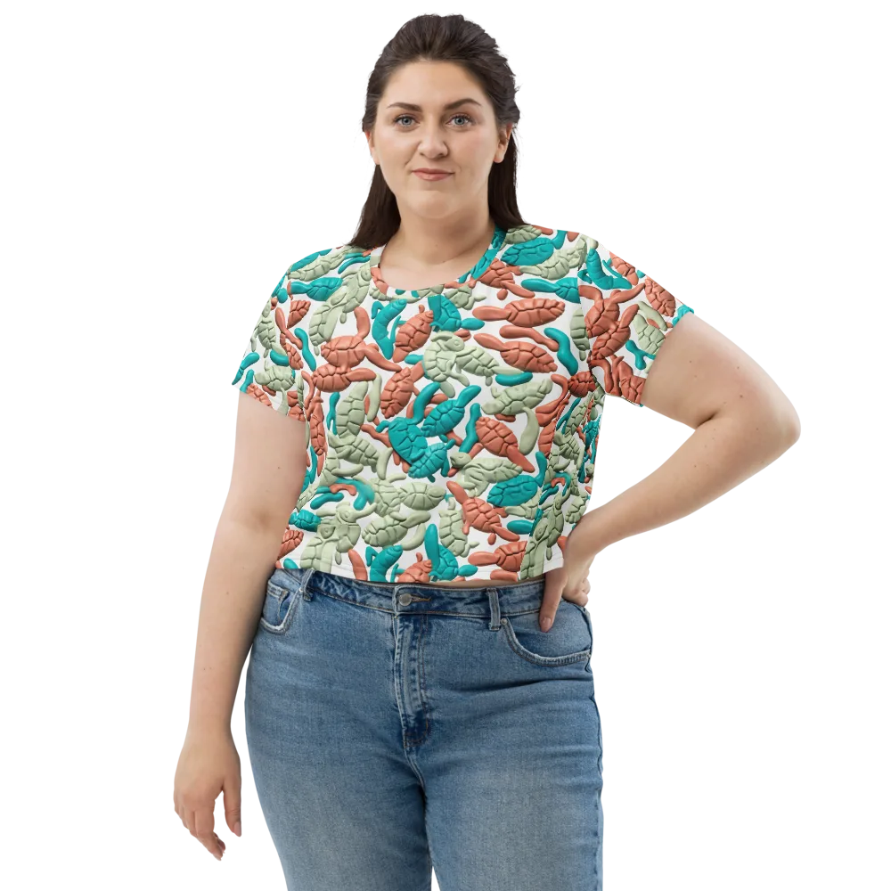 Coral Crustacean on Crop Tee — Front