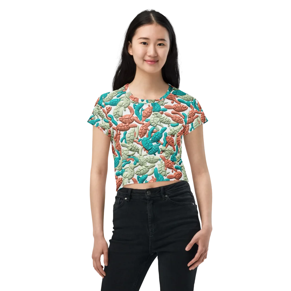 Coral Crustacean on Crop Tee — Front