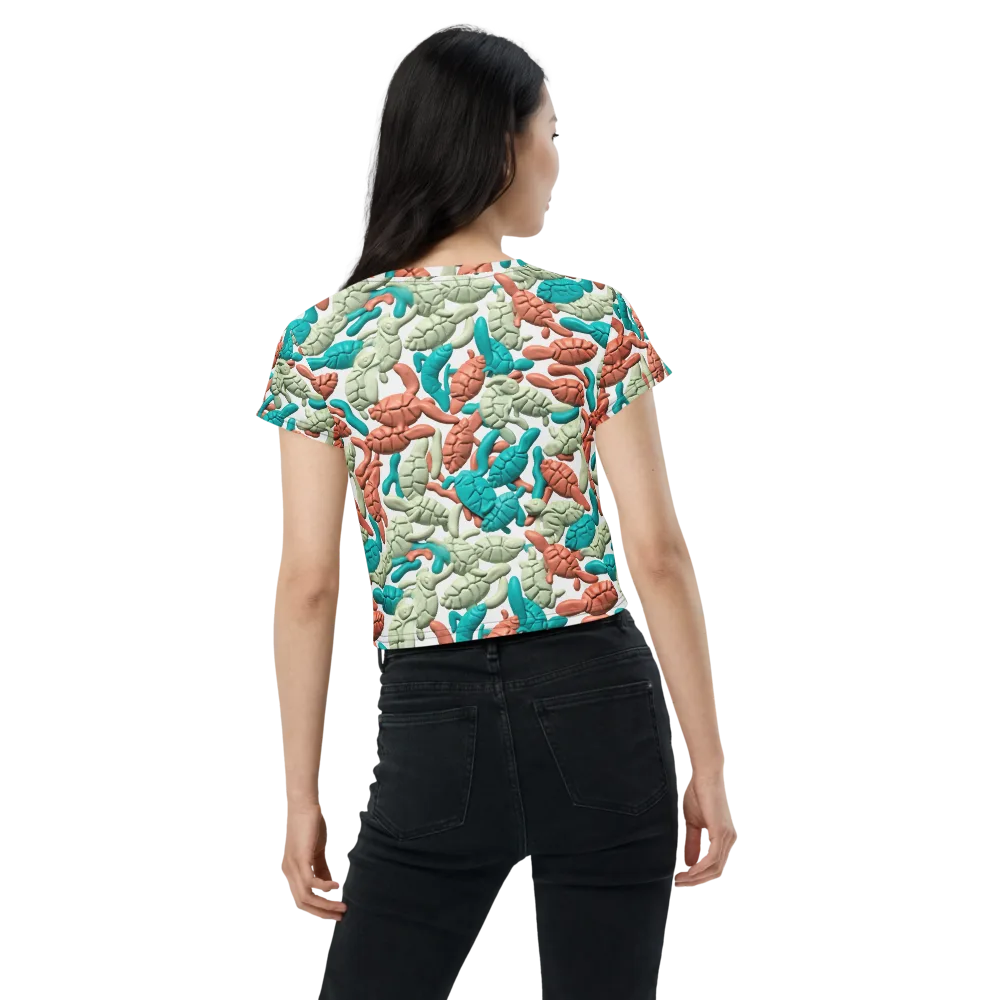 Coral Crustacean on Crop Tee — Back