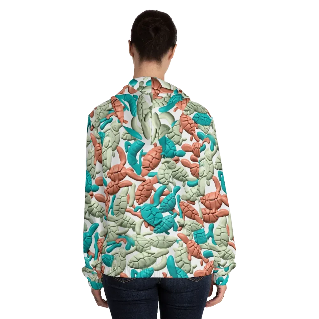Coral Crustacean on Women's Full-Zip Hoodie — Back On Person