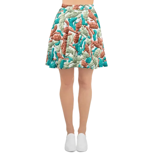 Coral Crustacean on a Skater Skirt