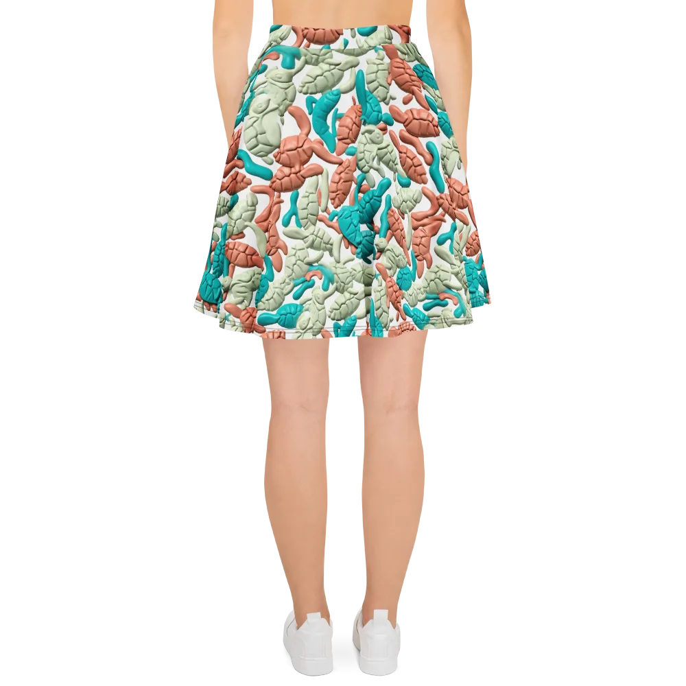 Coral Crustacean on Skater Skirt — Back