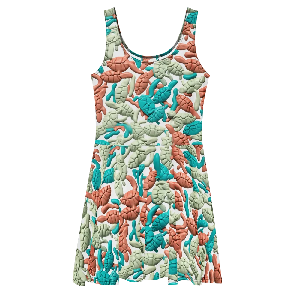 Coral Crustacean on Skater Dress — Front