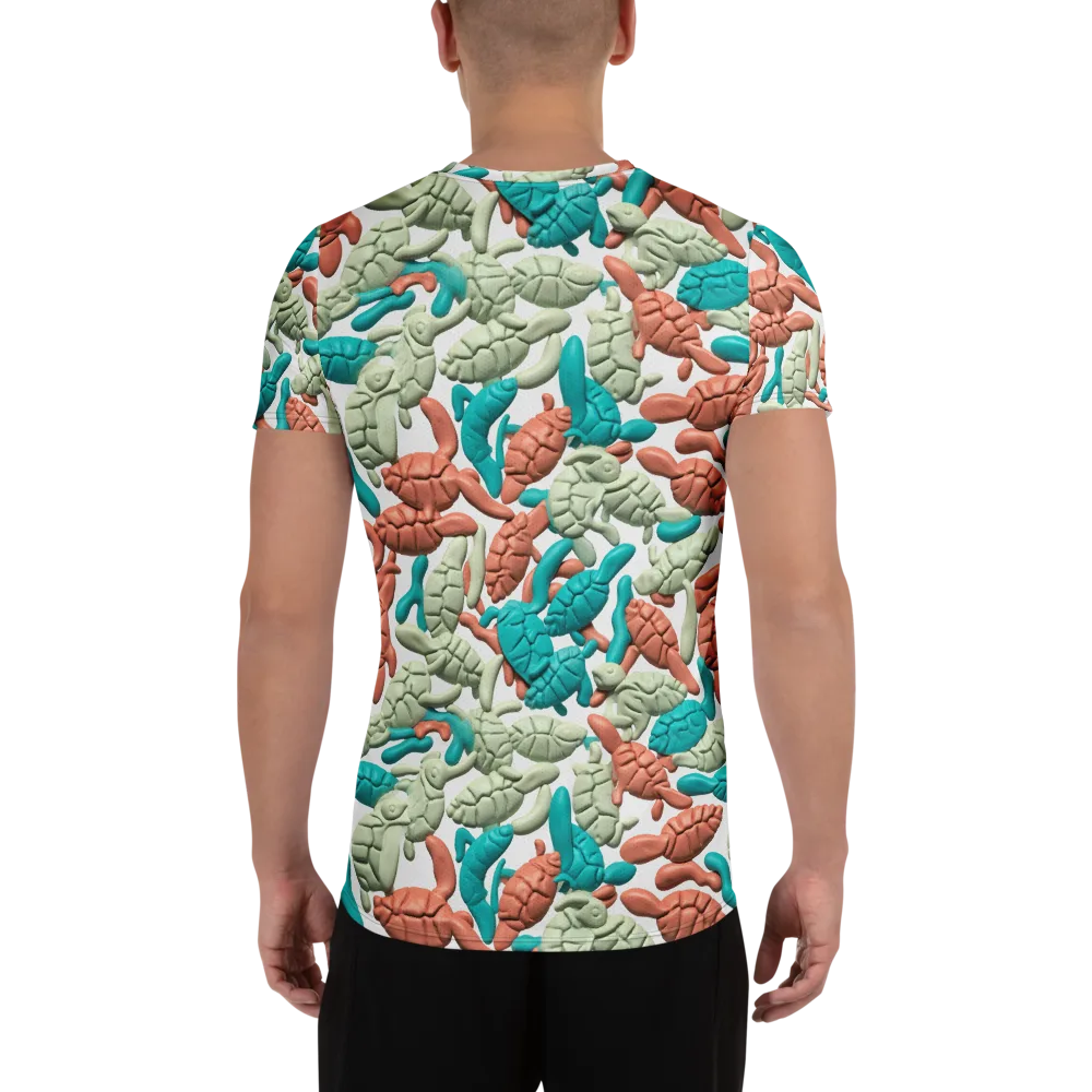 Coral Crustacean on Men's Athletic T-Shirt — Back