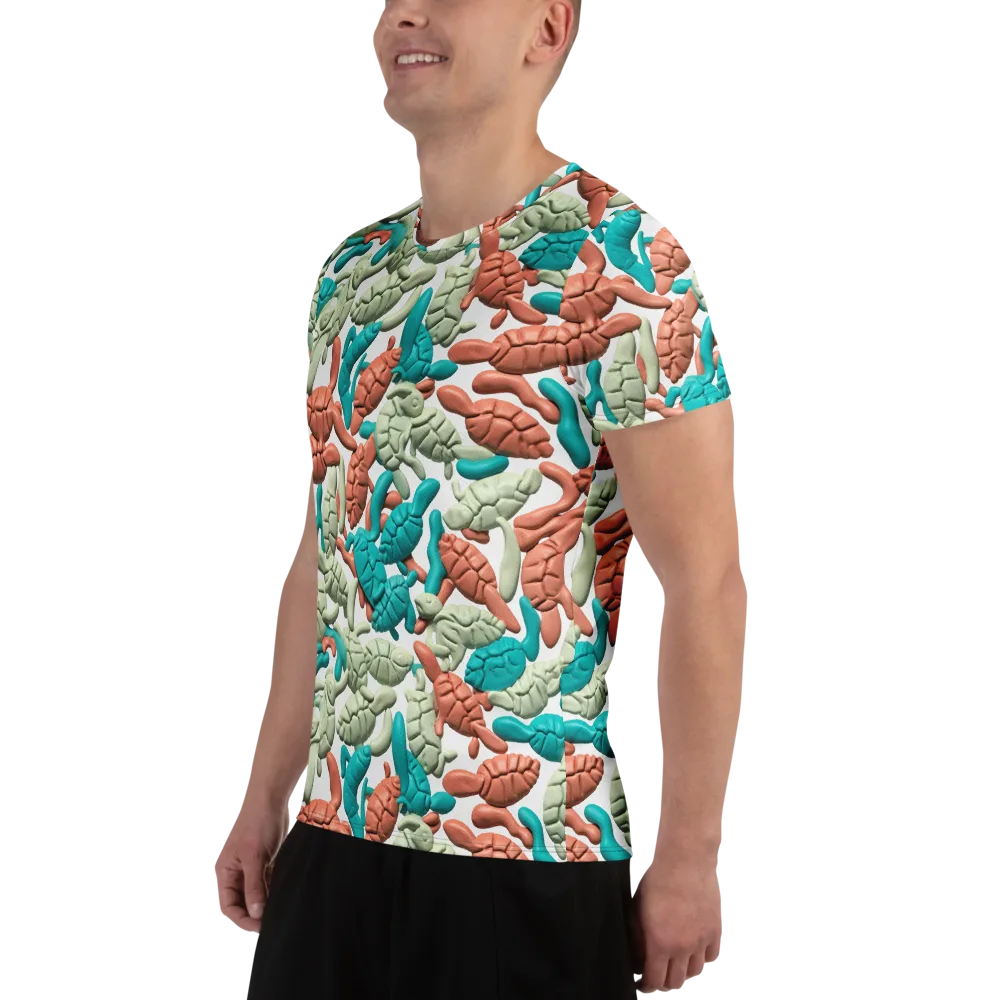 Coral Crustacean on Men's Athletic T-Shirt — Left