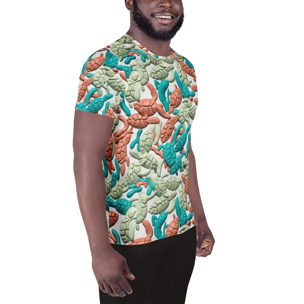 Coral Crustacean on Men's Athletic T-Shirt — Right