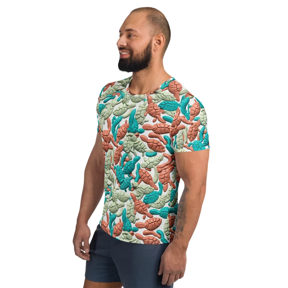 Coral Crustacean on Men's Athletic T-Shirt — Left