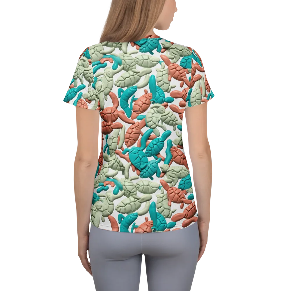 Coral Crustacean on Women's Athletic T-Shirt — Back