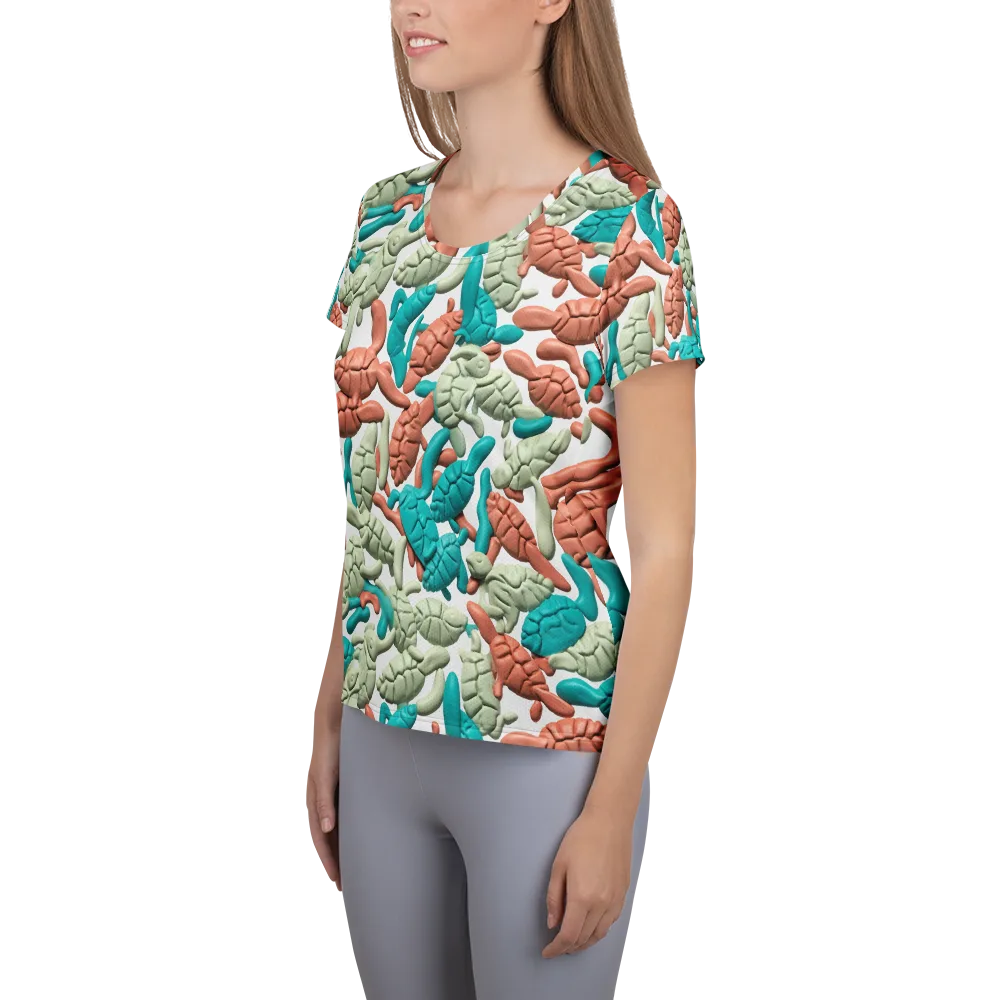 Coral Crustacean on Women's Athletic T-Shirt — Left