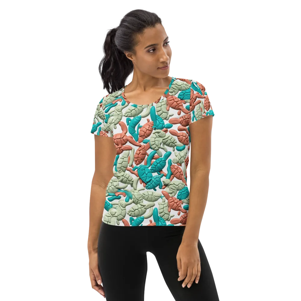 Coral Crustacean on Women's Athletic T-Shirt — Front