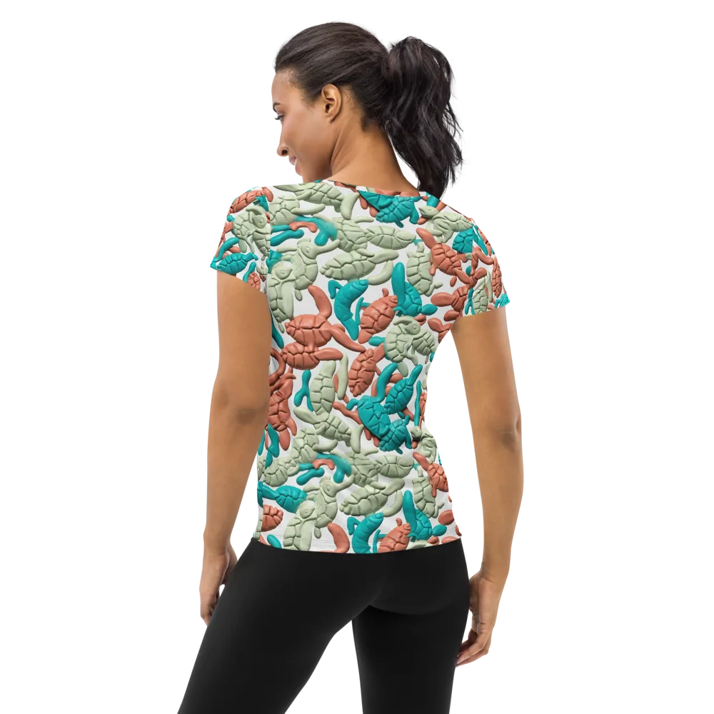 Coral Crustacean on Women's Athletic T-Shirt — Back
