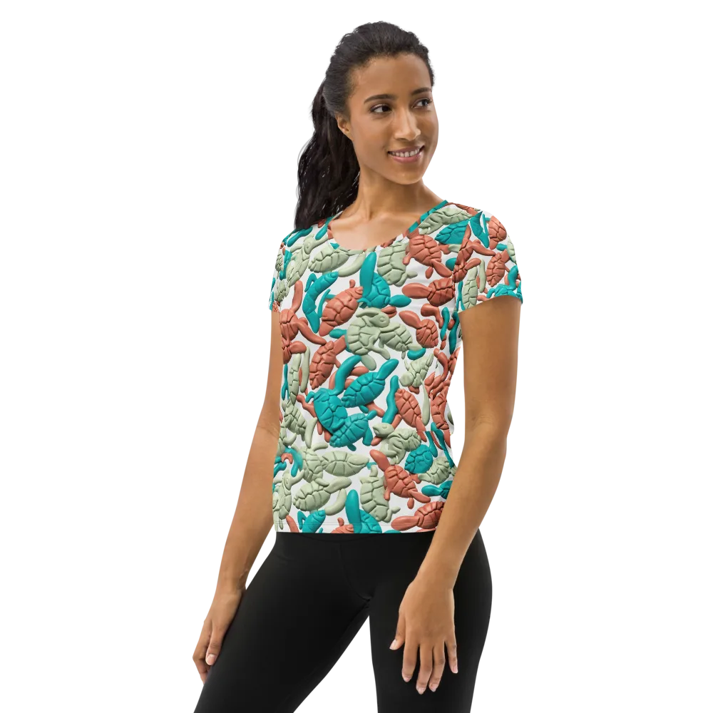 Coral Crustacean on Women's Athletic T-Shirt — Left