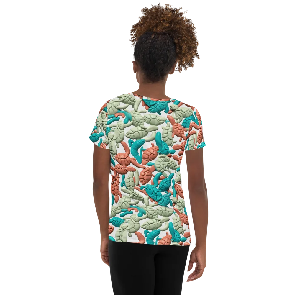 Coral Crustacean on Women's Athletic T-Shirt — Back