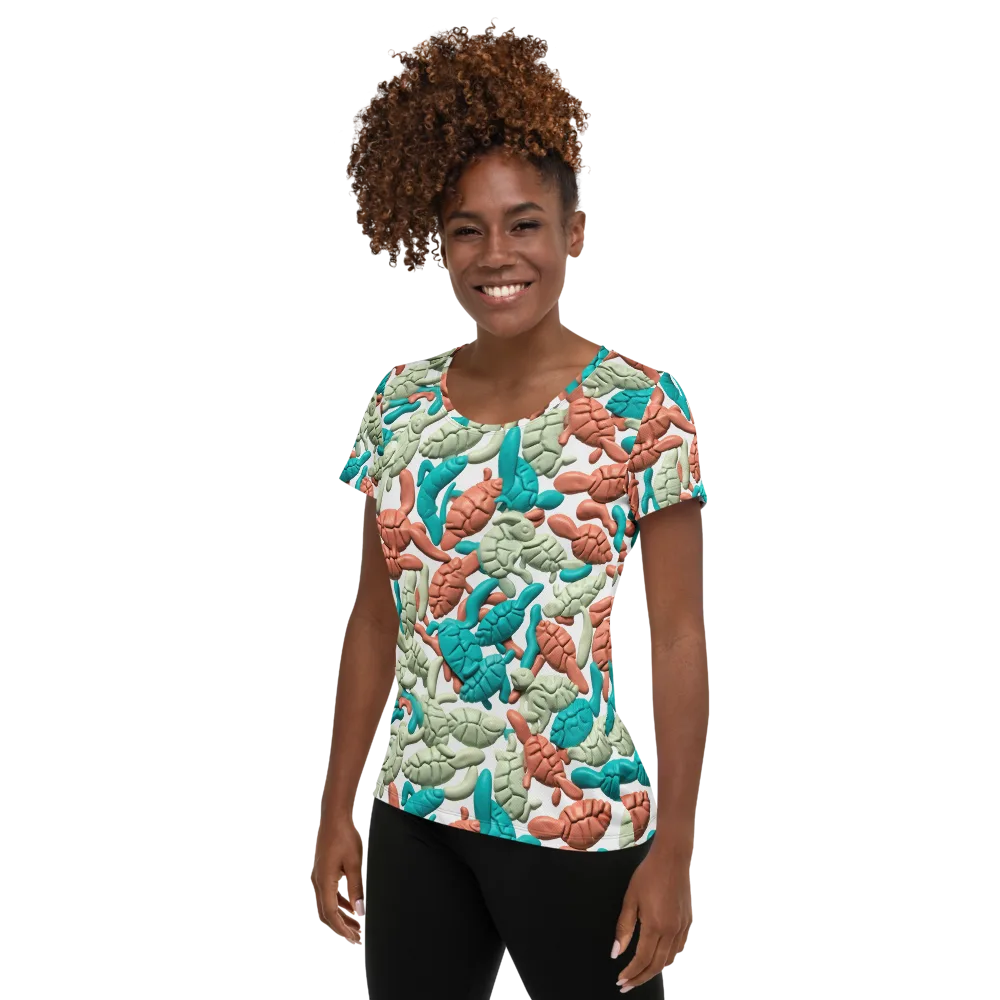 Coral Crustacean on Women's Athletic T-Shirt — Left