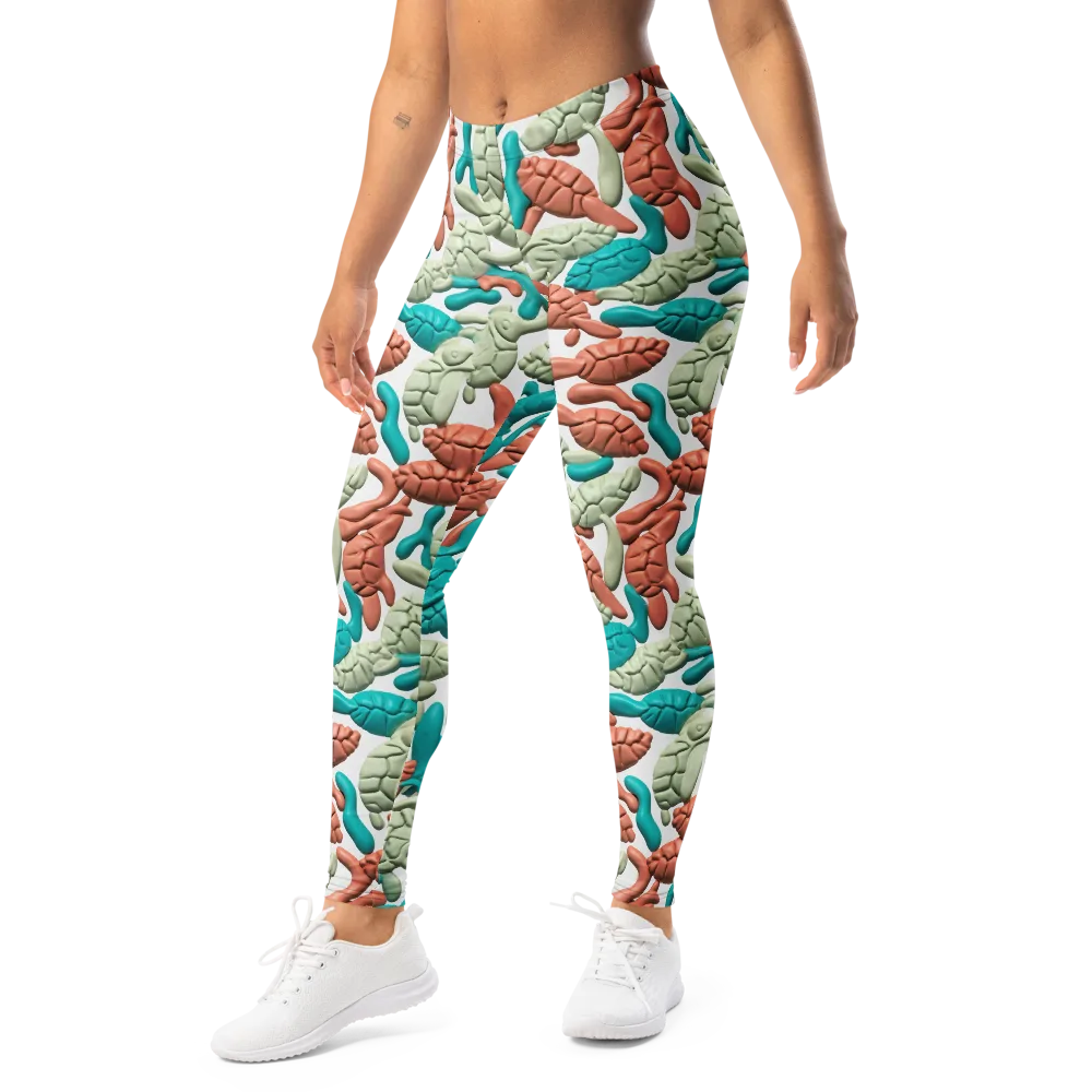 Coral Crustacean on Leggings — Left Front