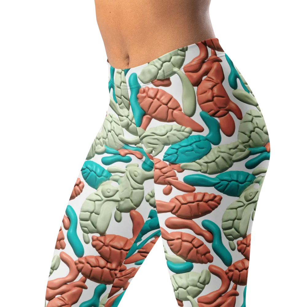 Coral Crustacean on Leggings — Left Front