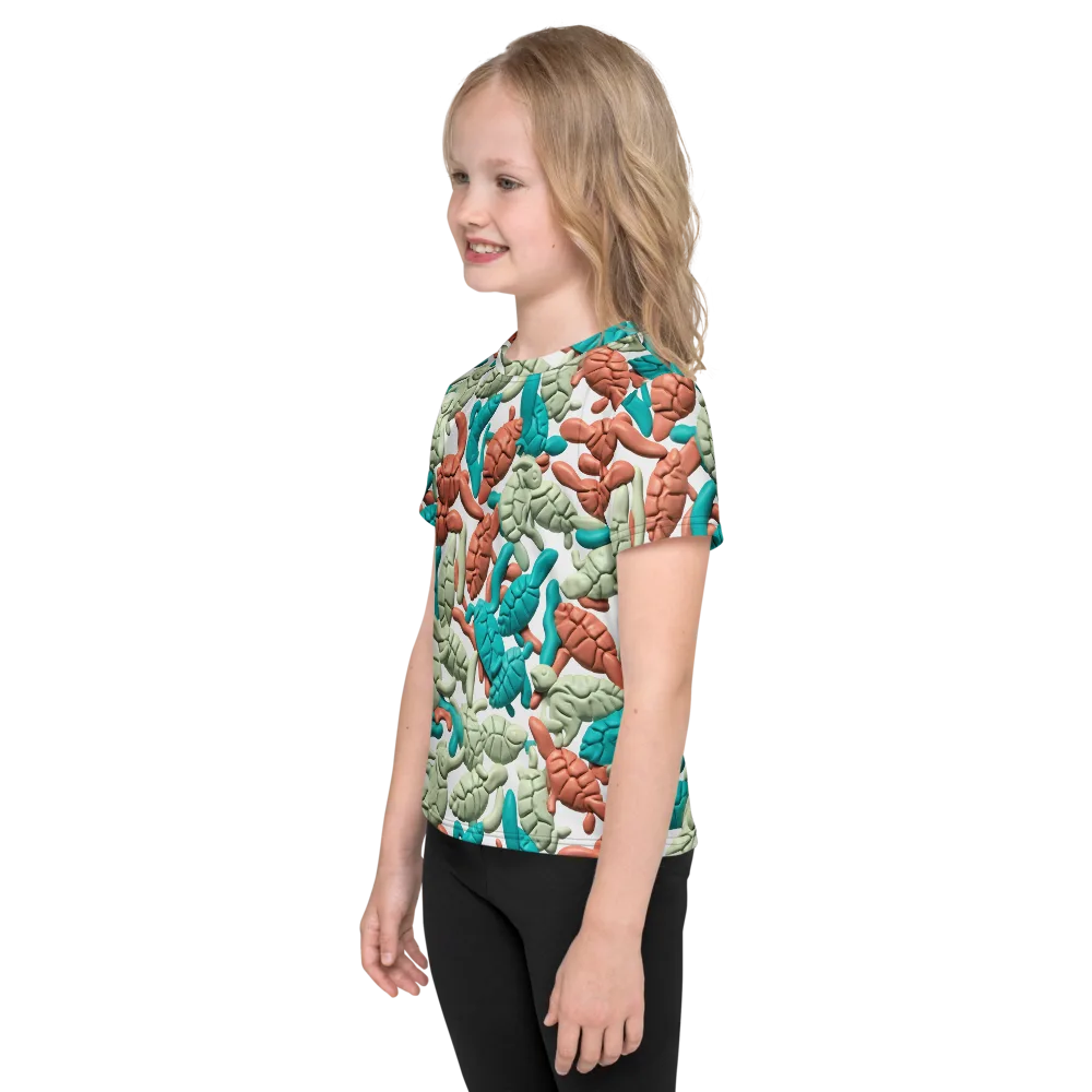 Coral Crustacean on Kids Crew Neck T-Shirt — Left