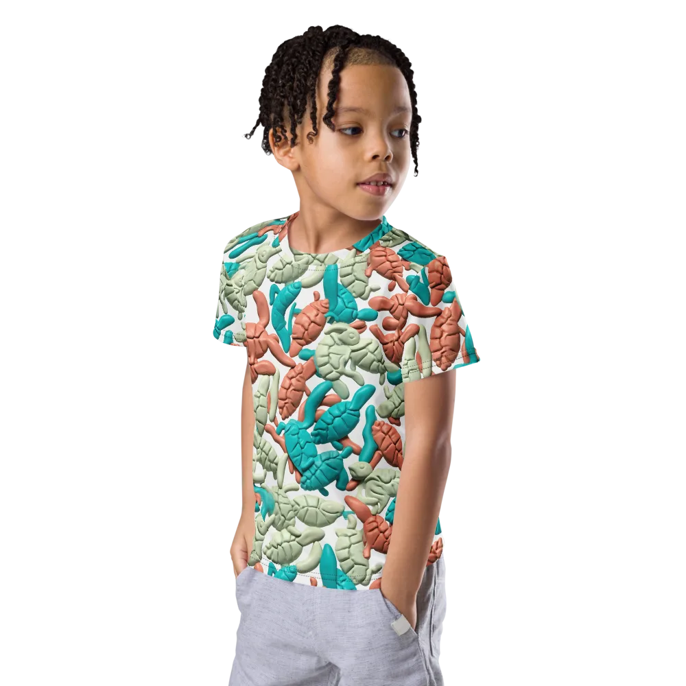 Coral Crustacean on Kids Crew Neck T-Shirt — Left Front