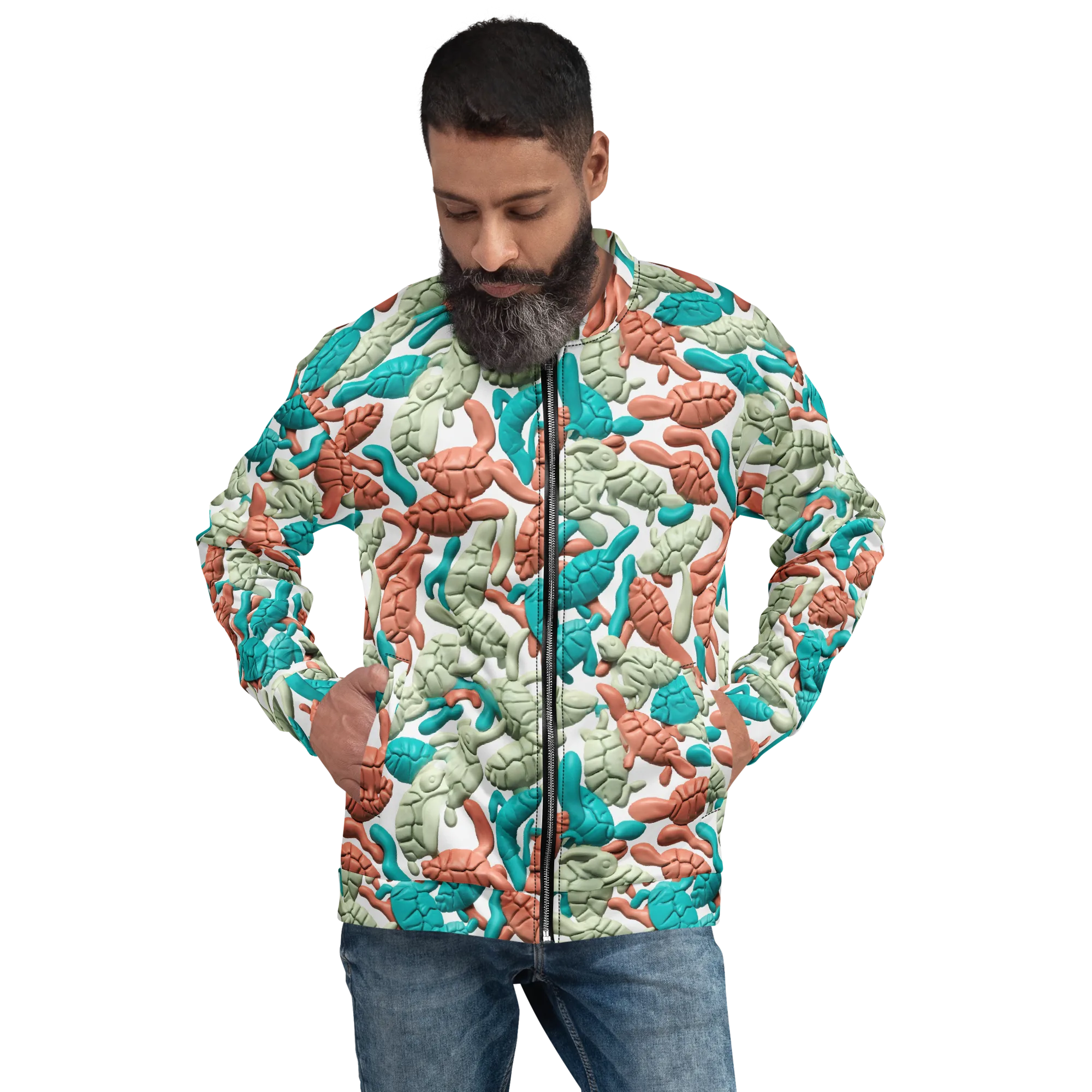 Coral Crustacean on Bomber Jacket — Front