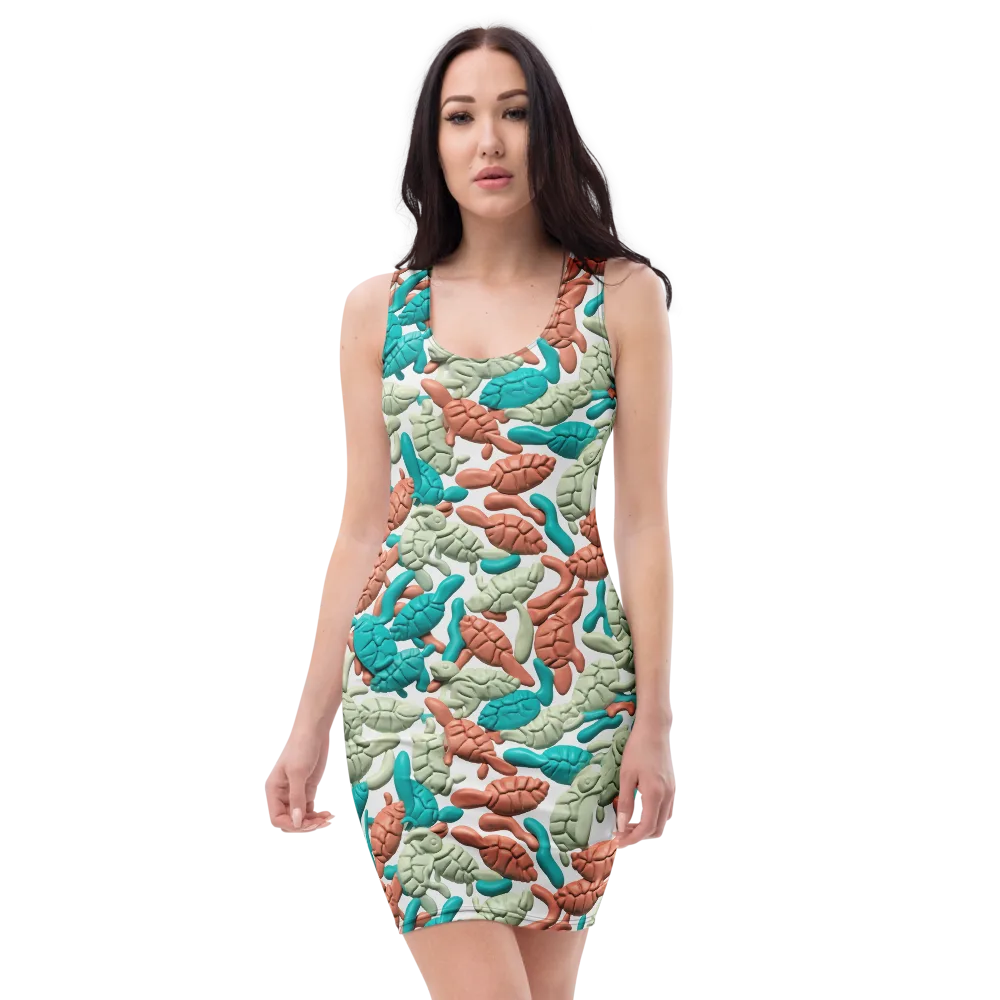 Coral Crustacean on Bodycon Dress — Front
