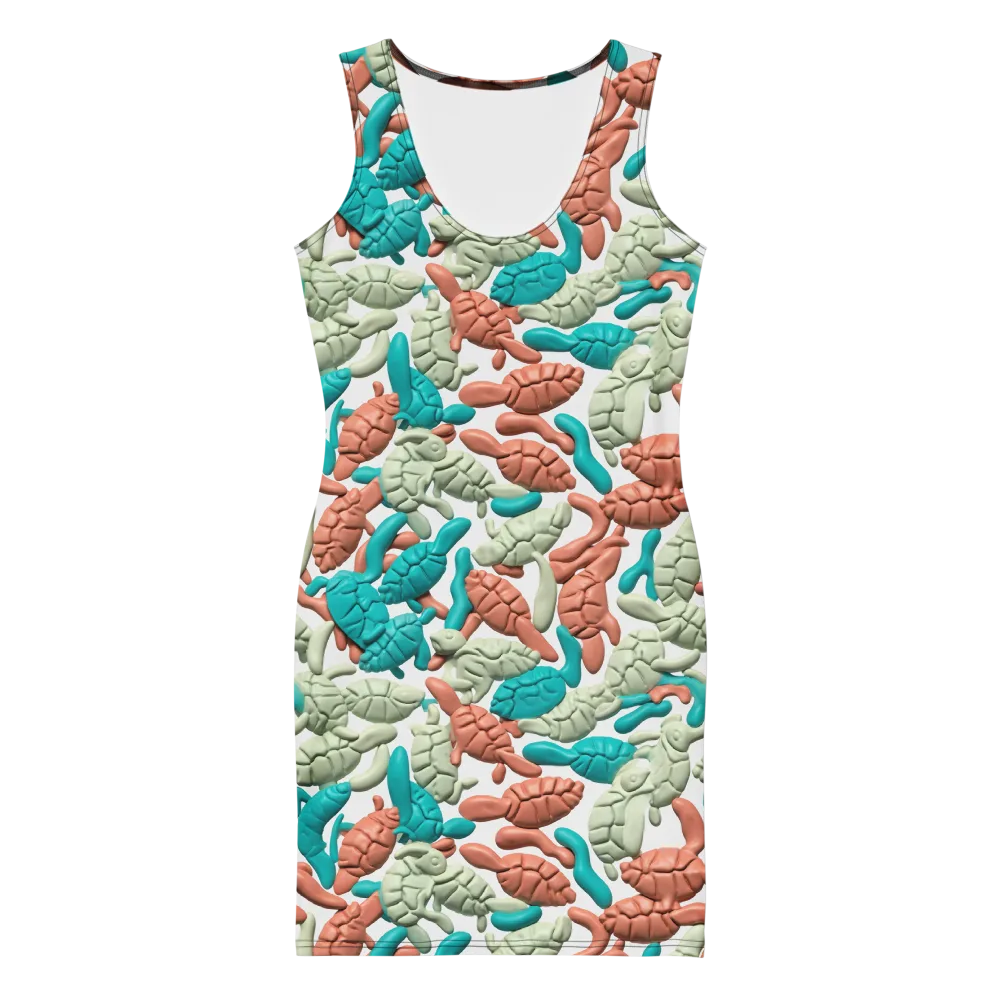 Coral Crustacean on Bodycon Dress — Front