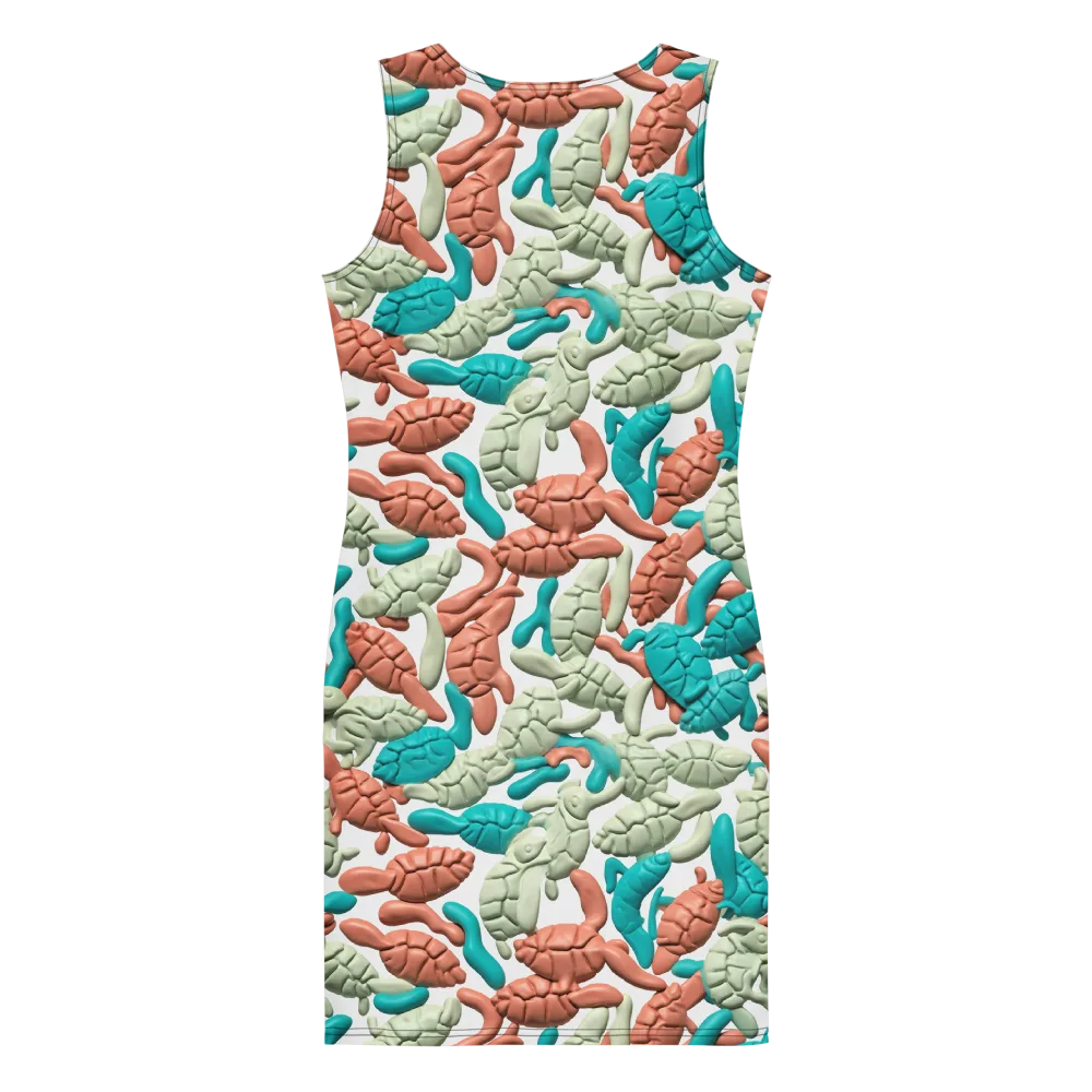 Coral Crustacean on Bodycon Dress — Back