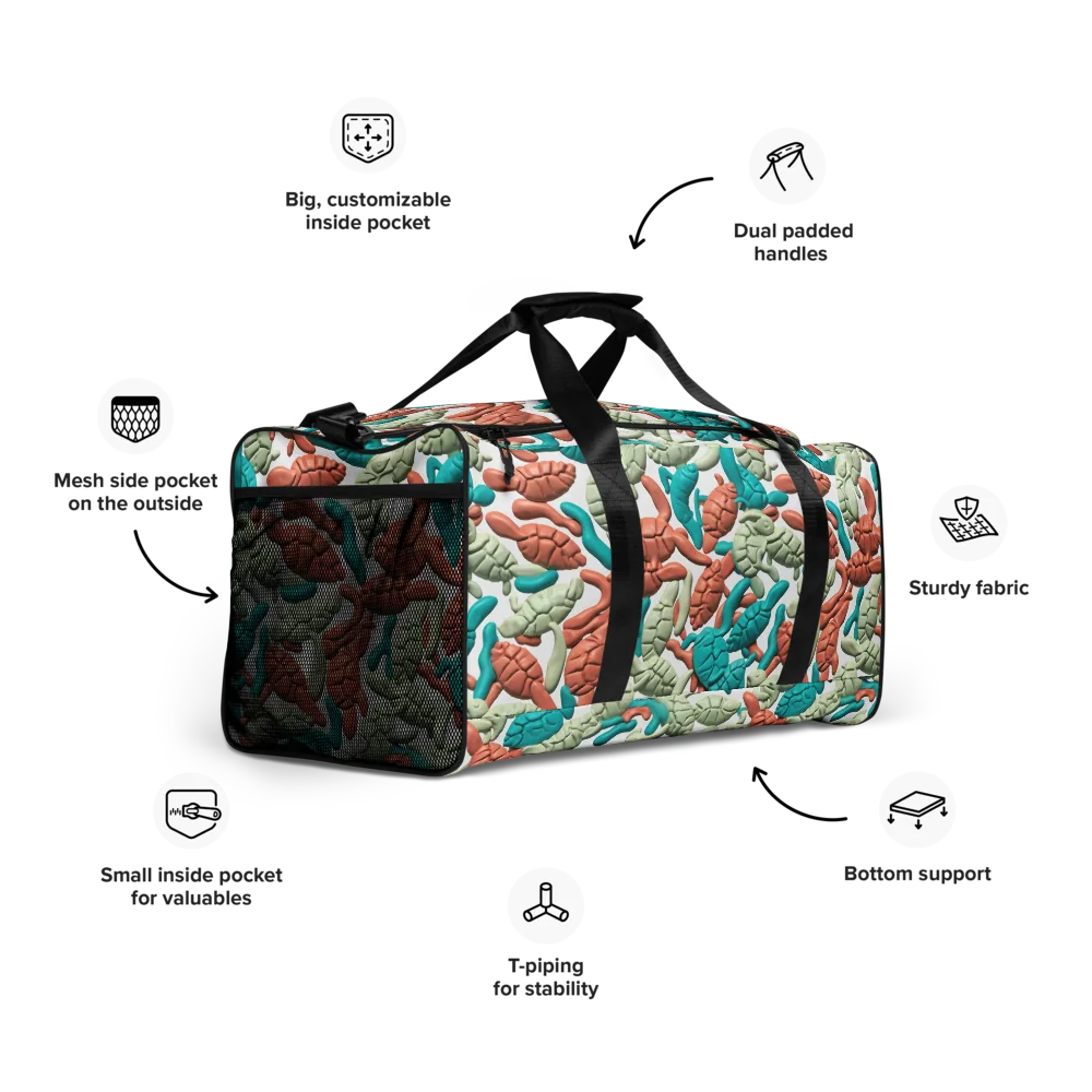 Coral Crustacean on Duffle Bag — Right Front
