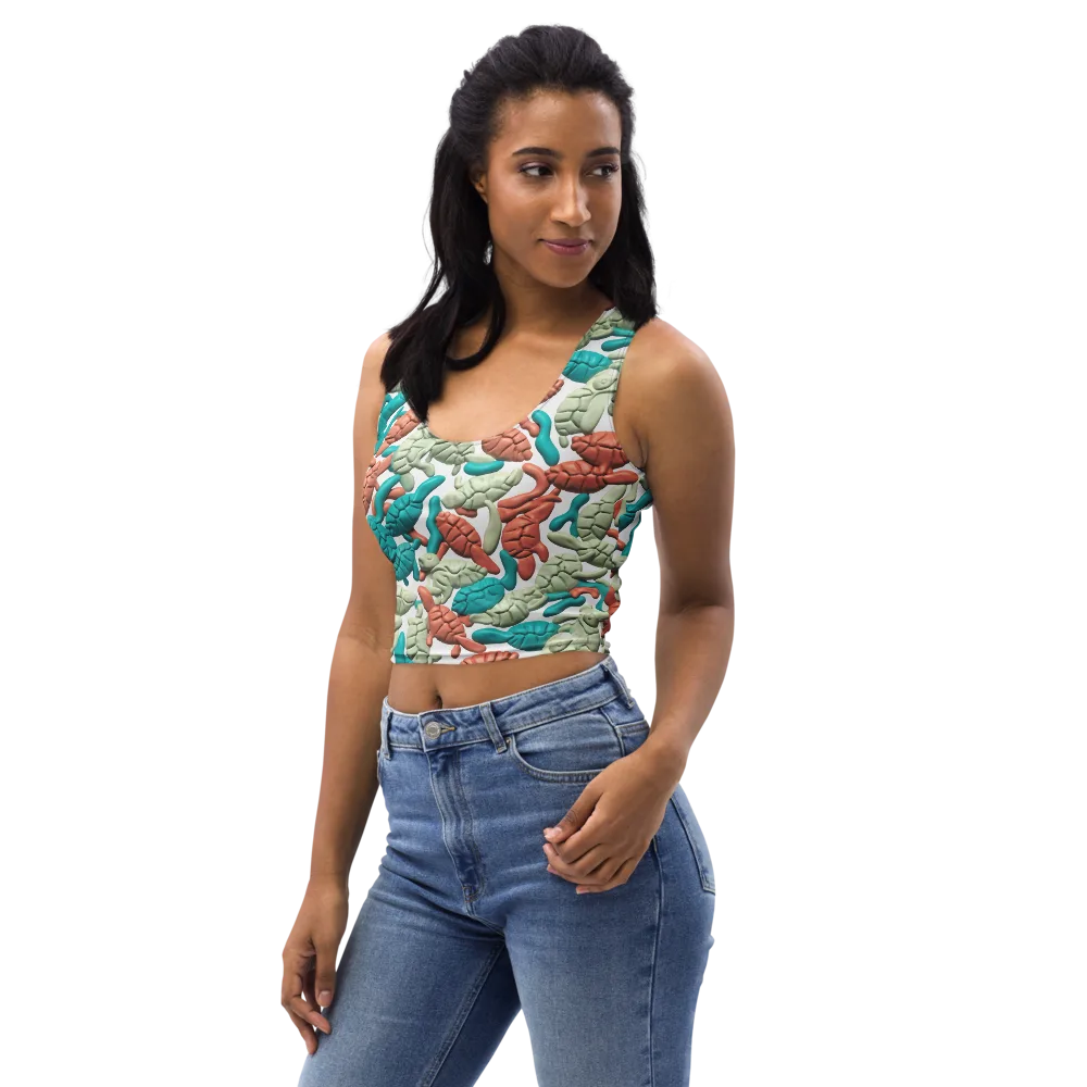 Coral Crustacean on Crop Top — Left Front