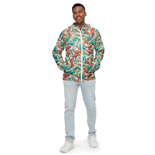 Coral Crustacean on a Men's Windbreaker