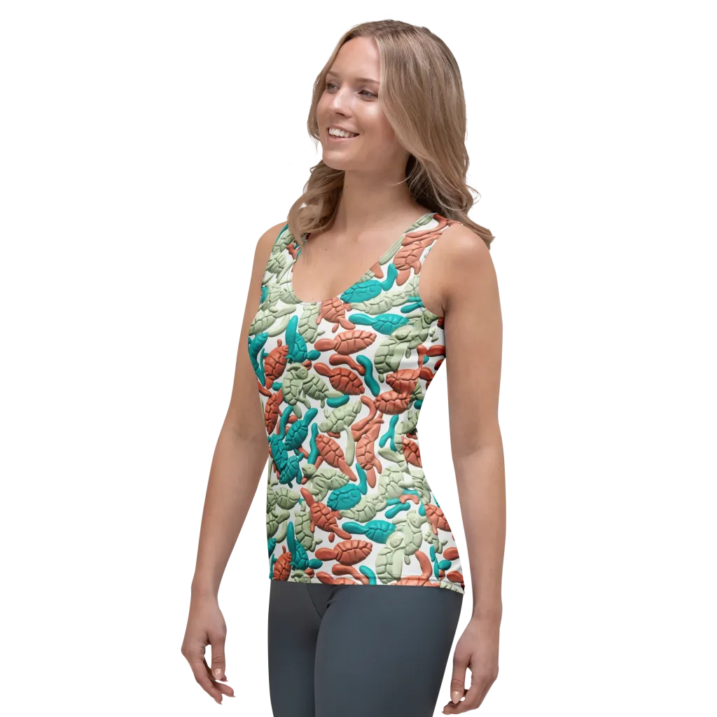Coral Crustacean on Women's Tank Top — Left Front