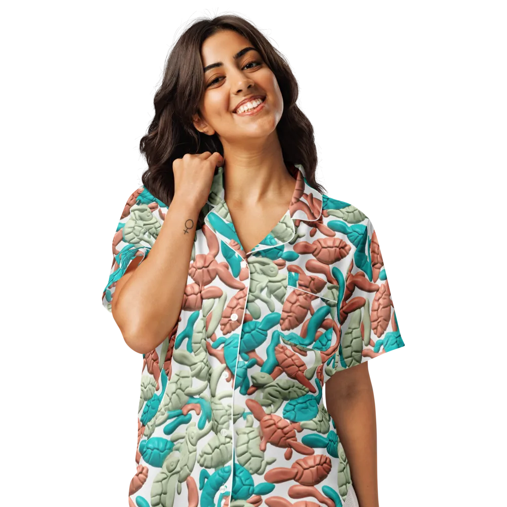 Coral Crustacean on Women's Short Sleeve Pajama Top — Front