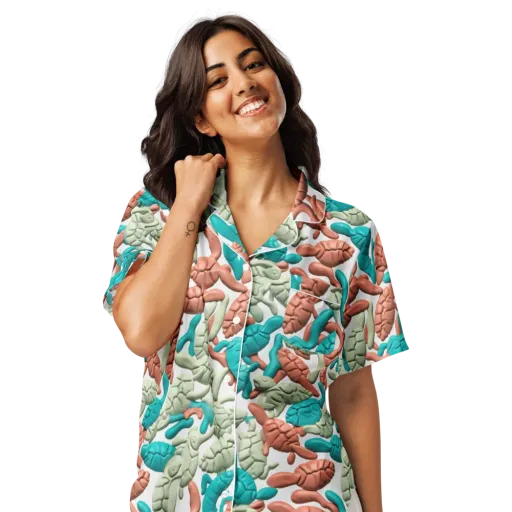 Coral Crustacean on a Women's Short Sleeve Pajama Top