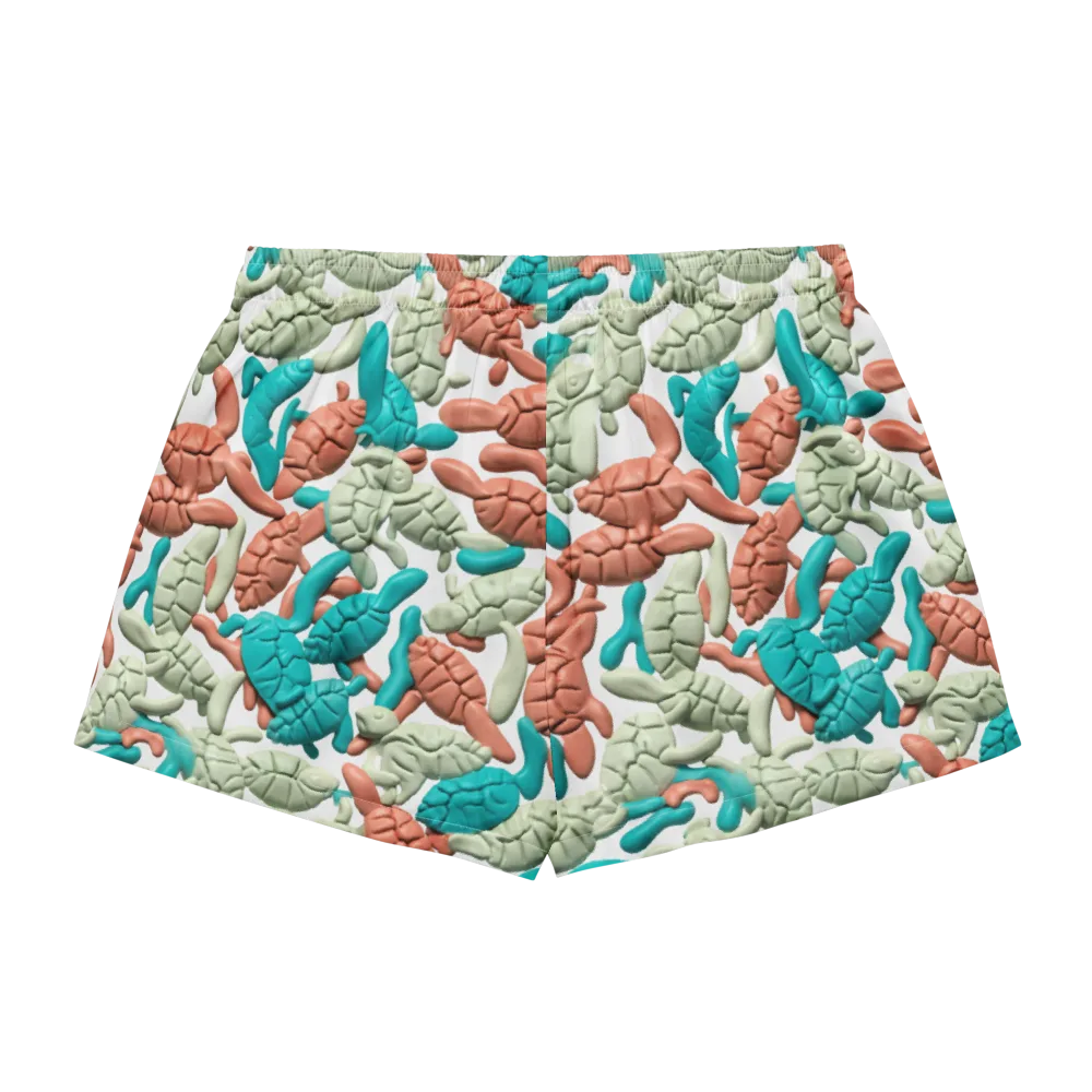 Coral Crustacean on Women's Pajama Shorts — Back