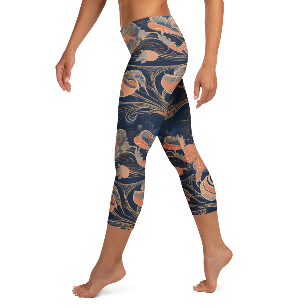 Tidal Filigree on Capri Leggings — Left