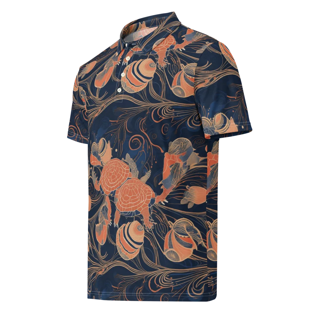 Tidal Filigree on Men's Slim Fit Polo Shirt — Left Front