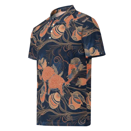 Tidal Filigree on a Men's Slim Fit Polo Shirt
