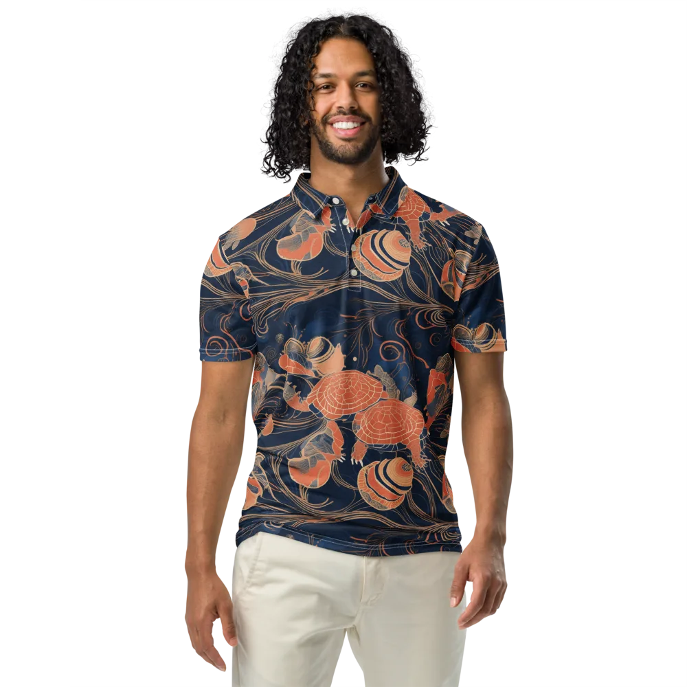 Tidal Filigree on Men's Slim Fit Polo Shirt — Front