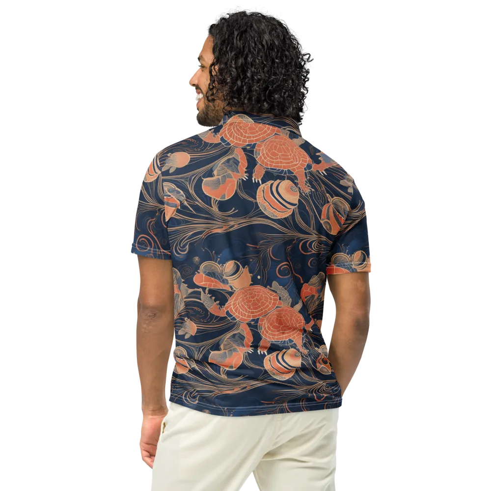 Tidal Filigree on Men's Slim Fit Polo Shirt — Back