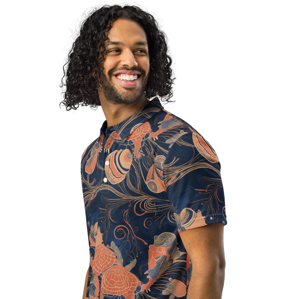 Tidal Filigree on Men's Slim Fit Polo Shirt — Left Front