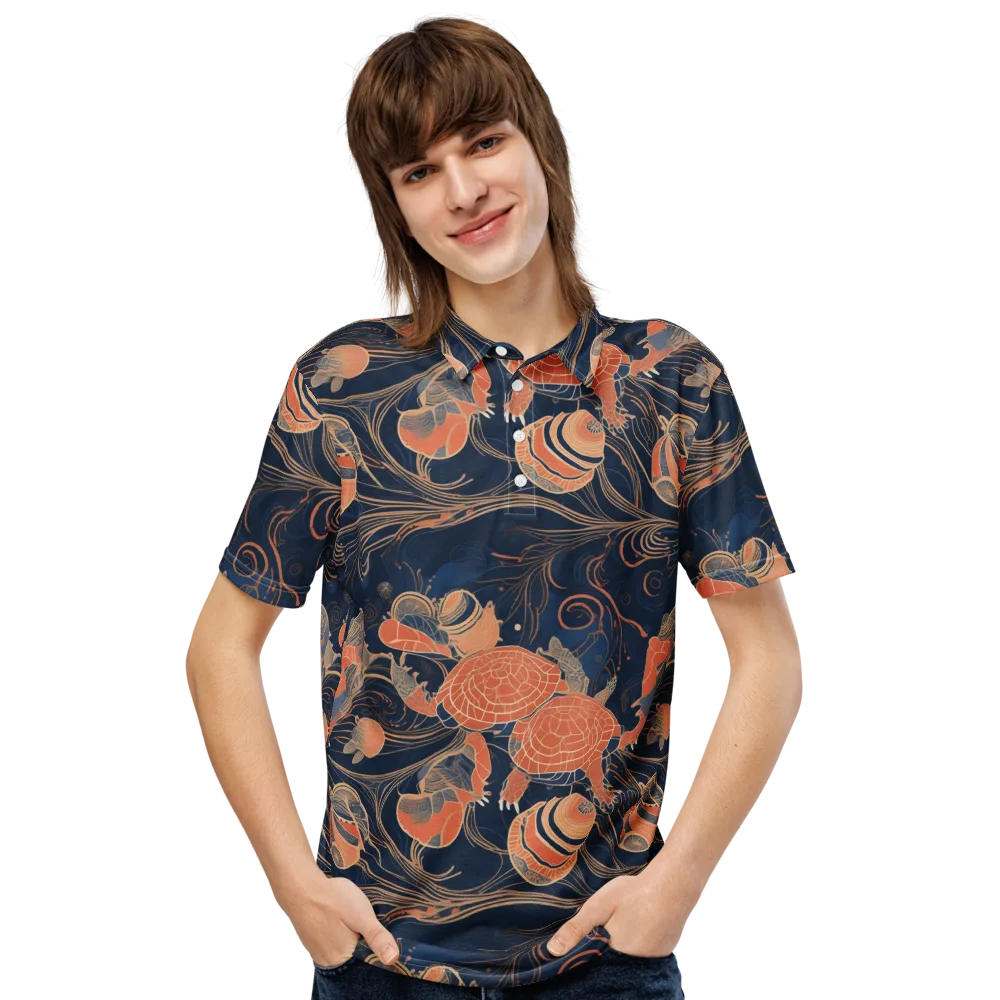 Tidal Filigree on Men's Slim Fit Polo Shirt — Front