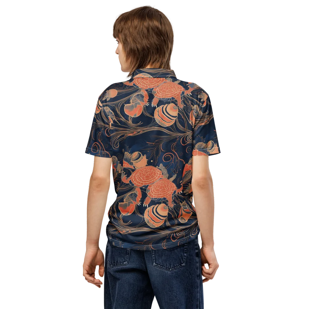 Tidal Filigree on Men's Slim Fit Polo Shirt — Back