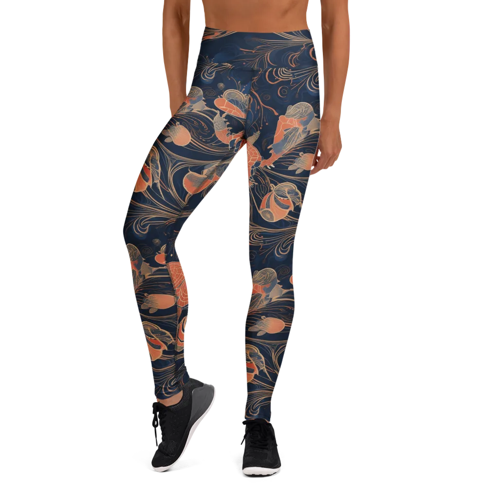 Tidal Filigree on Yoga Leggings — Front