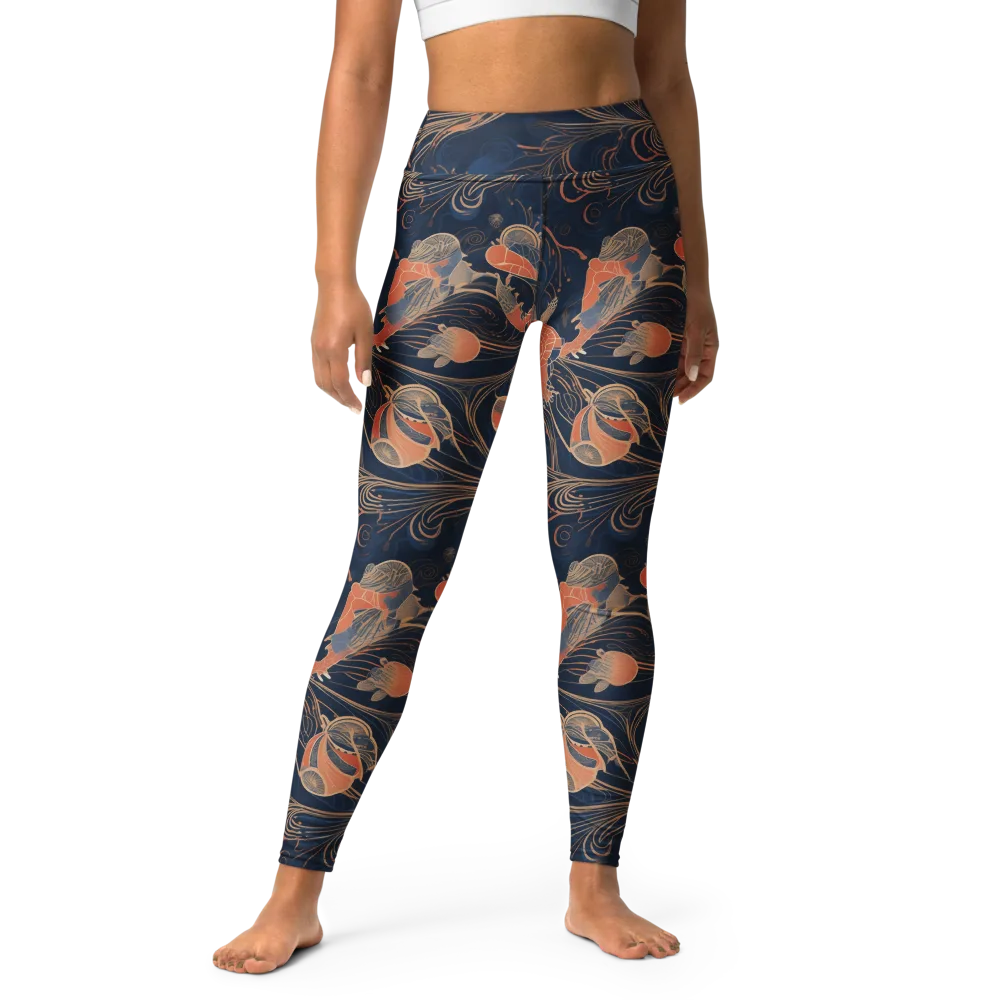Tidal Filigree on Yoga Leggings — Front