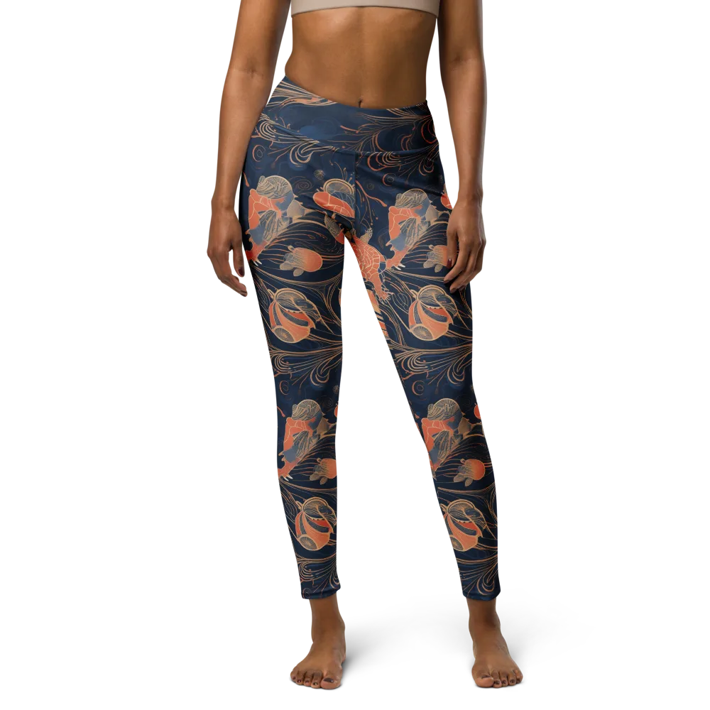 Tidal Filigree on Yoga Leggings — Front