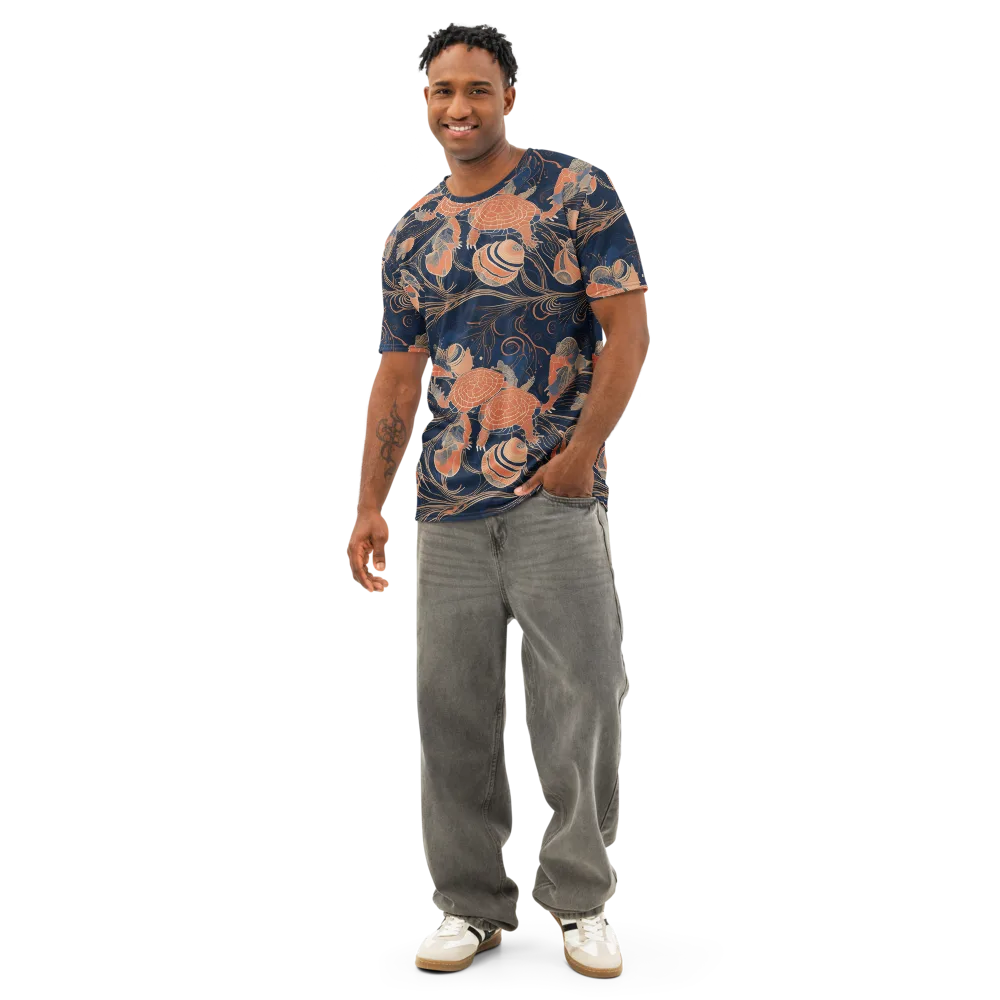 Tidal Filigree on Men's Cotton Crew Neck T-Shirt — Front