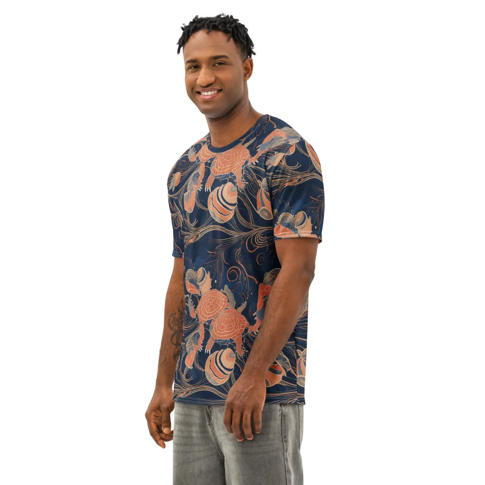 Tidal Filigree on Men's Cotton Crew Neck T-Shirt — Left Front