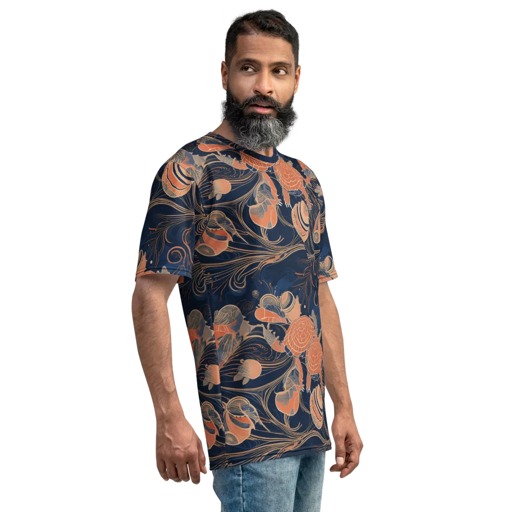 Tidal Filigree on Men's Crew Neck T-Shirt — Right