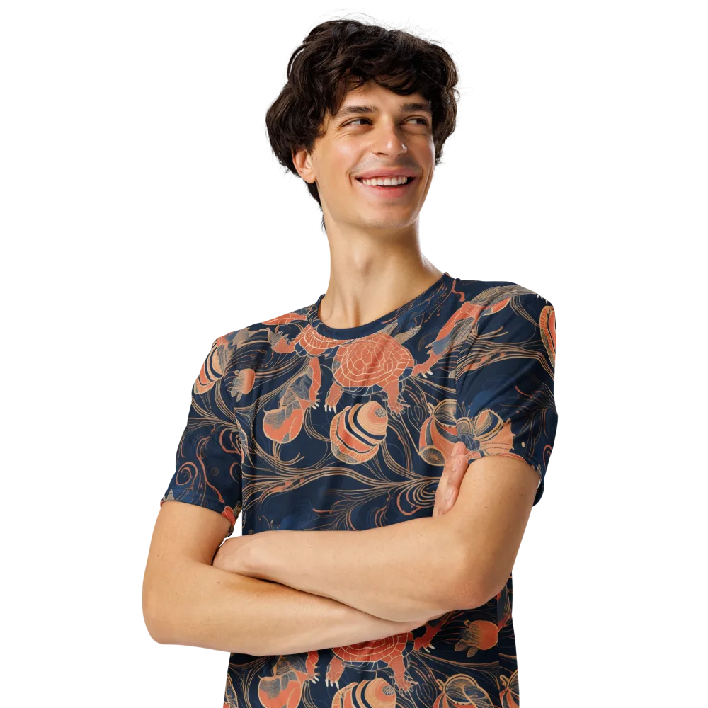 Tidal Filigree on Men's Crew Neck T-Shirt — Left Front