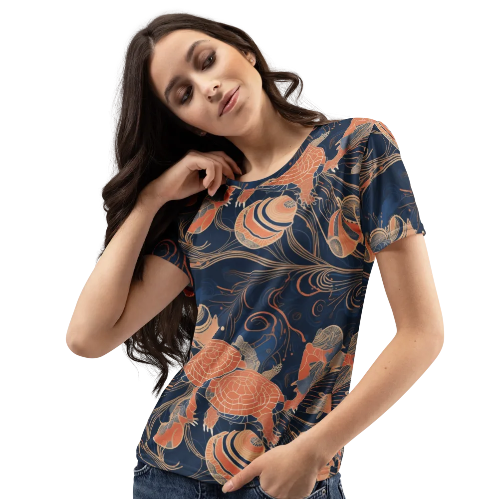 Tidal Filigree on Women's Crew Neck T-Shirt — Left Front